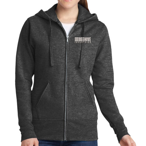 Beehive Embroidered - Ladies Core Fleece Full Zip Hooded Sweatshirt Thumbnail
