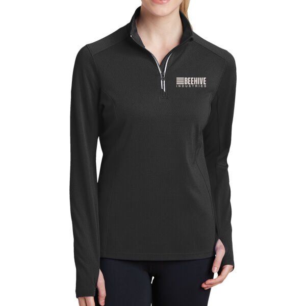 Beehive Embroidered - Ladies Sport Wick ® Textured 1/4 Zip Pullover Thumbnail
