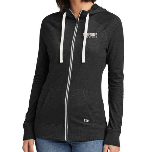 Beehive Embroidered - Ladies Sueded Cotton Blend Full Zip Hoodie Thumbnail