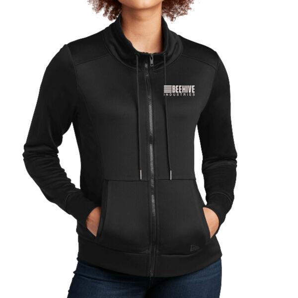 Beehive Embroidered - Ladies Performance Terry Full Zip Cowl Thumbnail