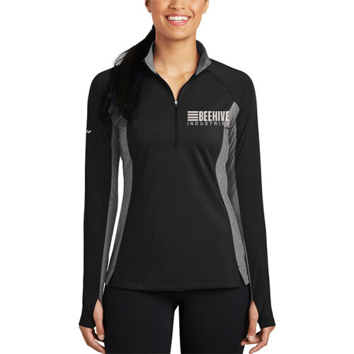 Beehive Embroidered - Ladies Sport Wick ® Stretch Contrast 1/2 Zip Pullover Thumbnail