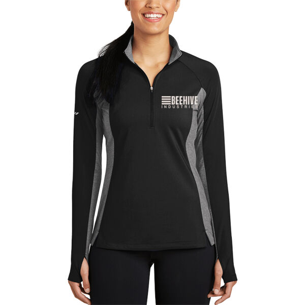 Beehive Embroidered - Ladies Sport Wick ® Stretch Contrast 1/2 Zip Pullover Thumbnail