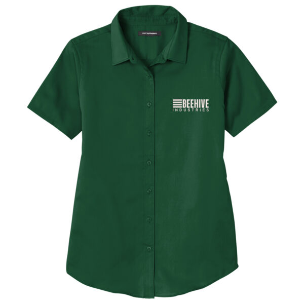 Beehive Embroidered - Ladies Short Sleeve SuperPro React Twill Shirt Thumbnail