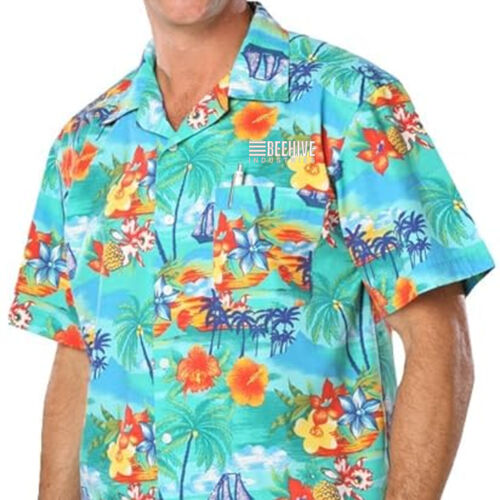 Beehive Industries Embroidered - Bloue Generation Short Sleeve Tropic Print Camp Shirt Thumbnail